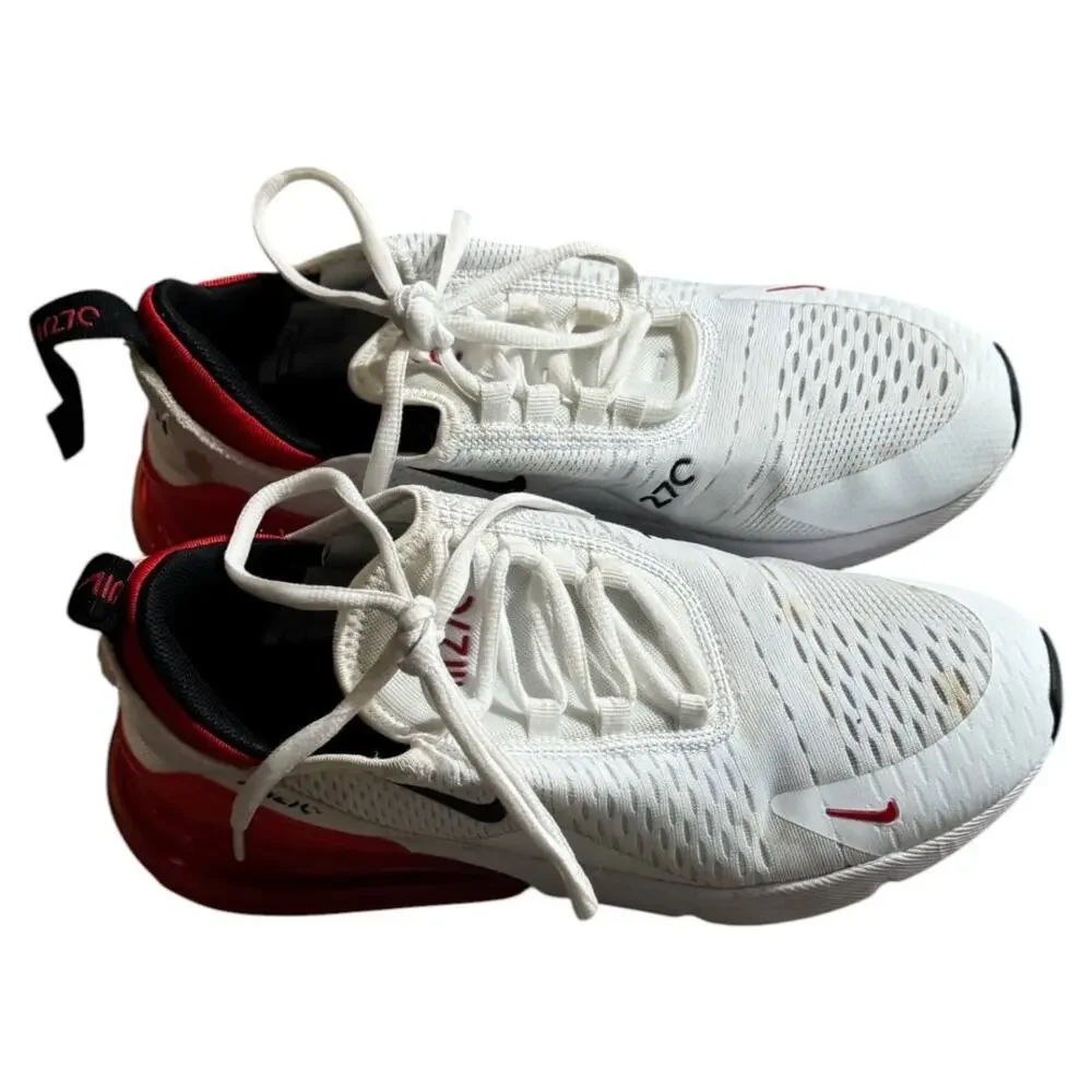 Nike Air Max 270 Sneakers Athletic Shoes Men's 8 White Red Black Mesh Running